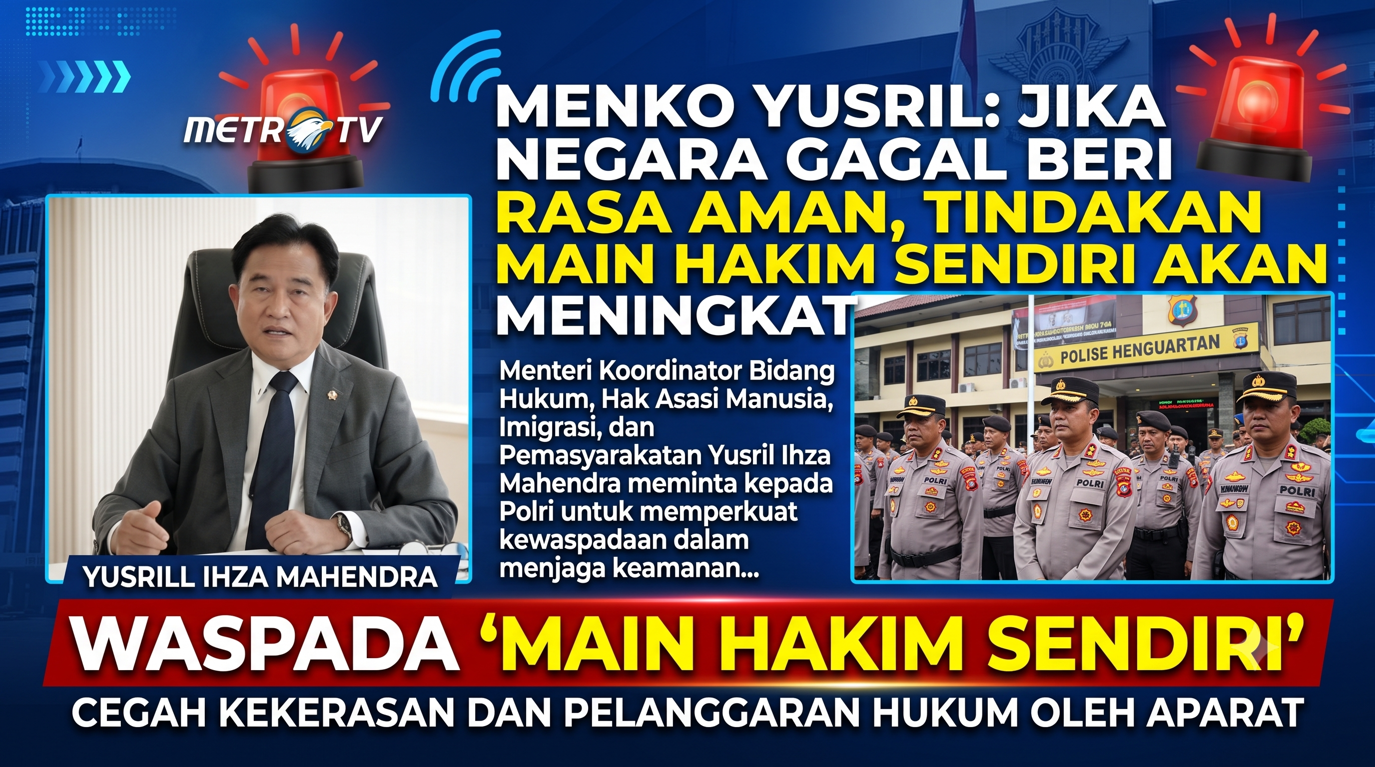 Alarm Tegas Menko Yusril untuk Polri, Waspada 'Main Hakim Sendiri'