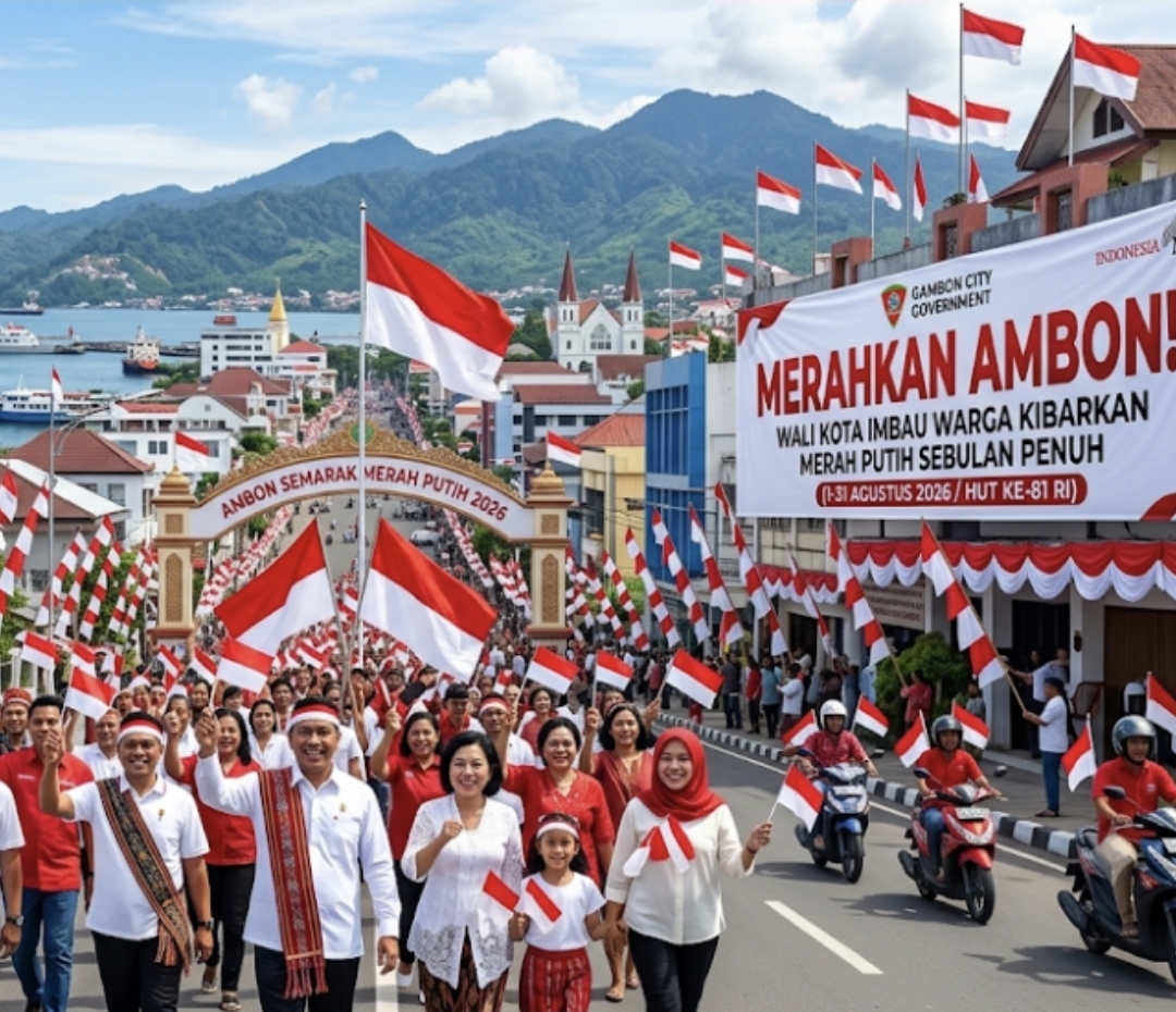 ​Merahkan Ambon! Wali Kota Imbau Warga Kibarkan Merah Putih Sebulan Penuh