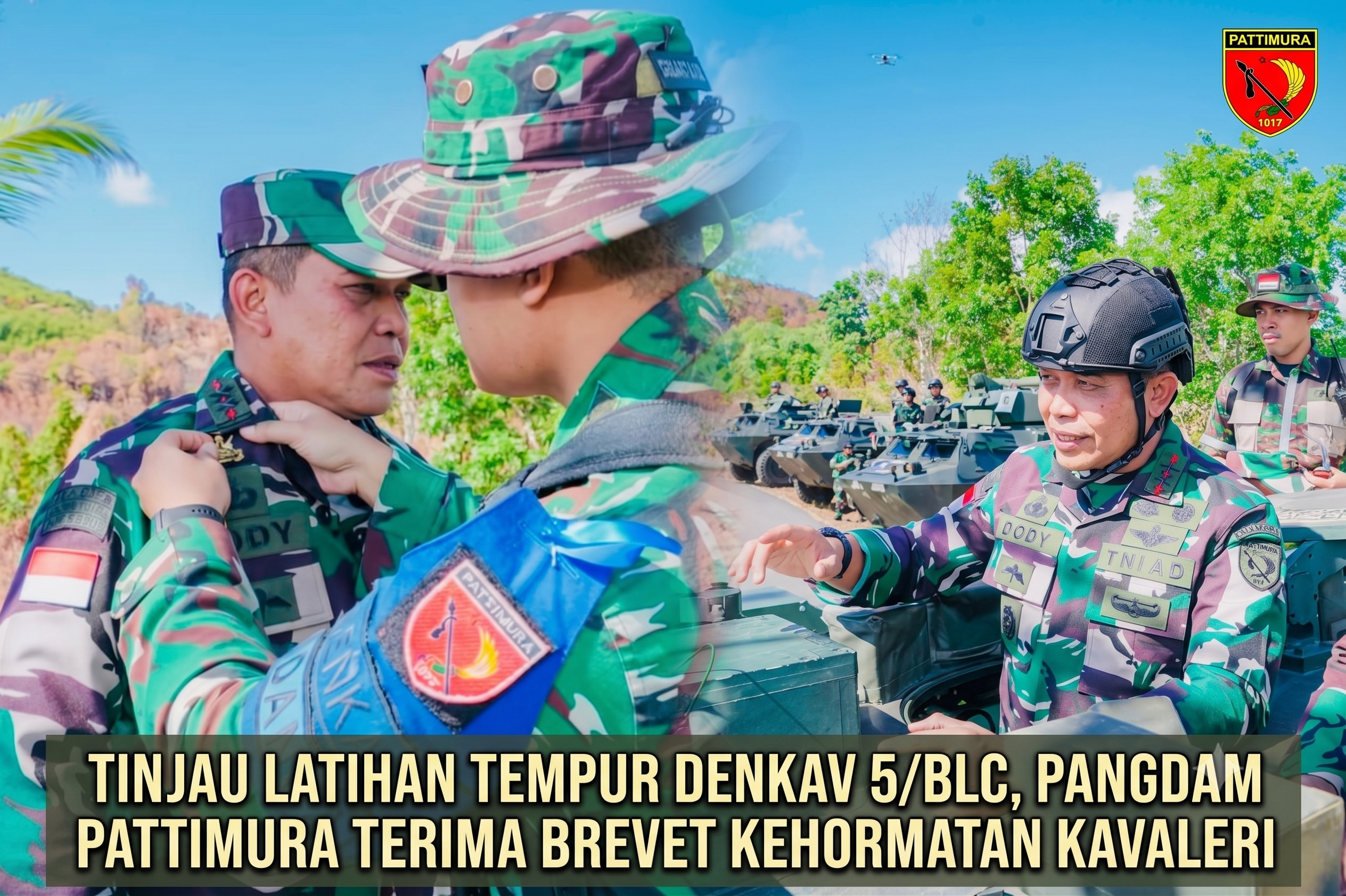 Tinjau Latihan Tempur Denkav 5/BLC, Pangdam Pattimura Terima Brevet Kehormatan Kavaleri