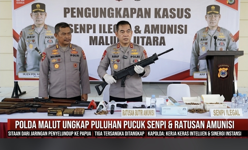 Gagalkan Penyelundupan ke Papua! Polda Malut Sita Senpi Ilegal dan Ratusan Amunisi