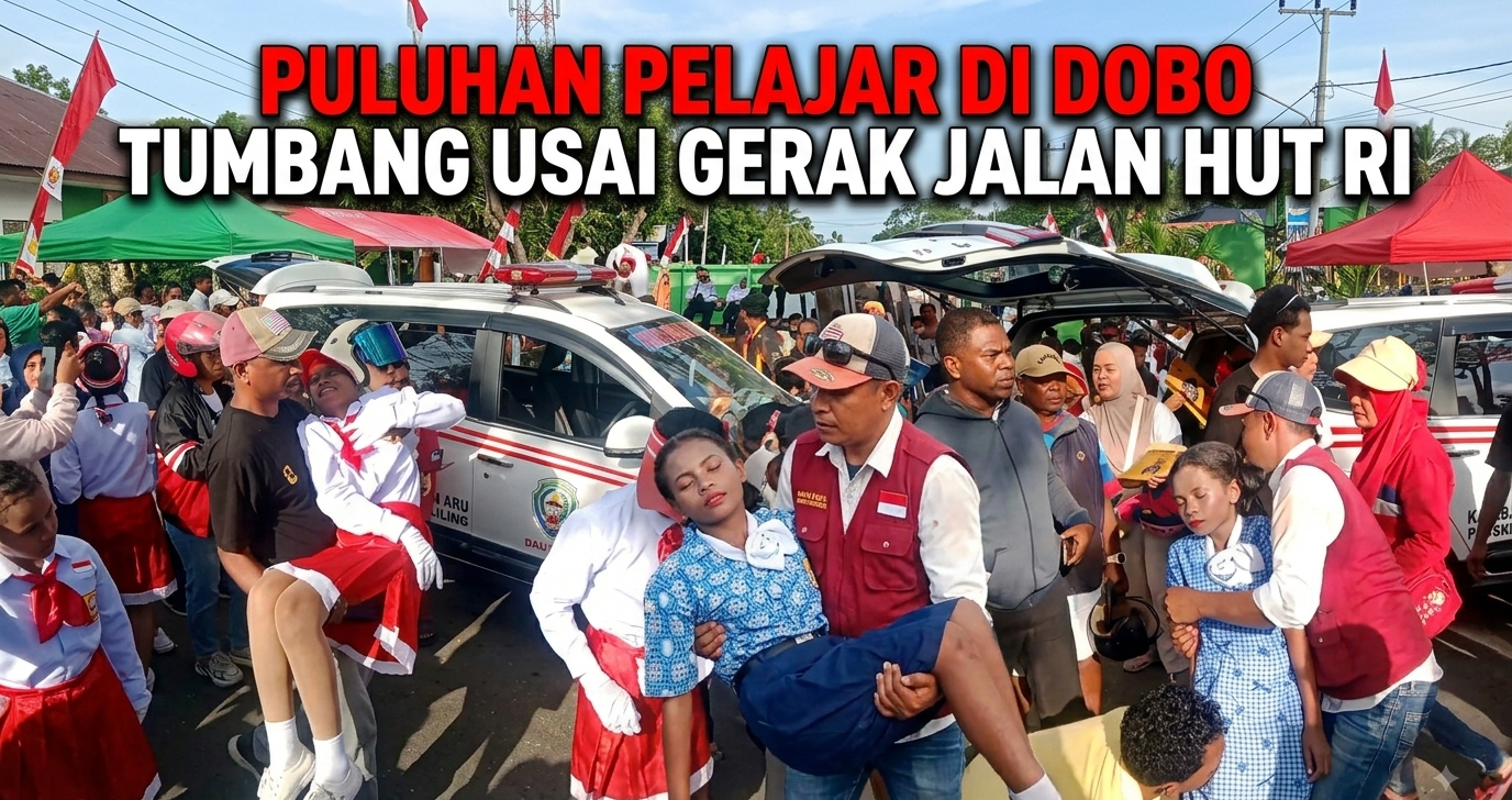 Puluhan Pelajar di Dobo Tumbang Usai Gerak Jalan HUT RI