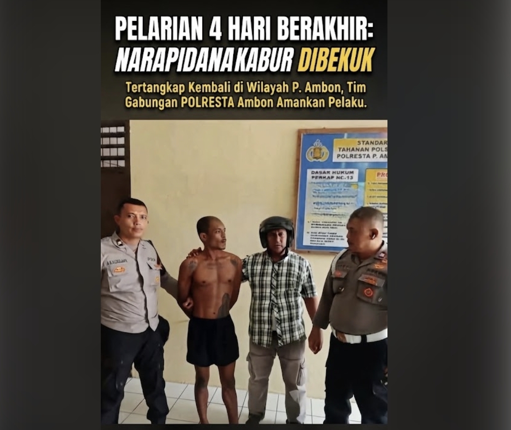 PELARIAN 4 HARI BERAKHIR: NARAPIDANA PEMBUNUHAN IMANUEL BIRAHY DIBEKUK DI INDEKOS JMP